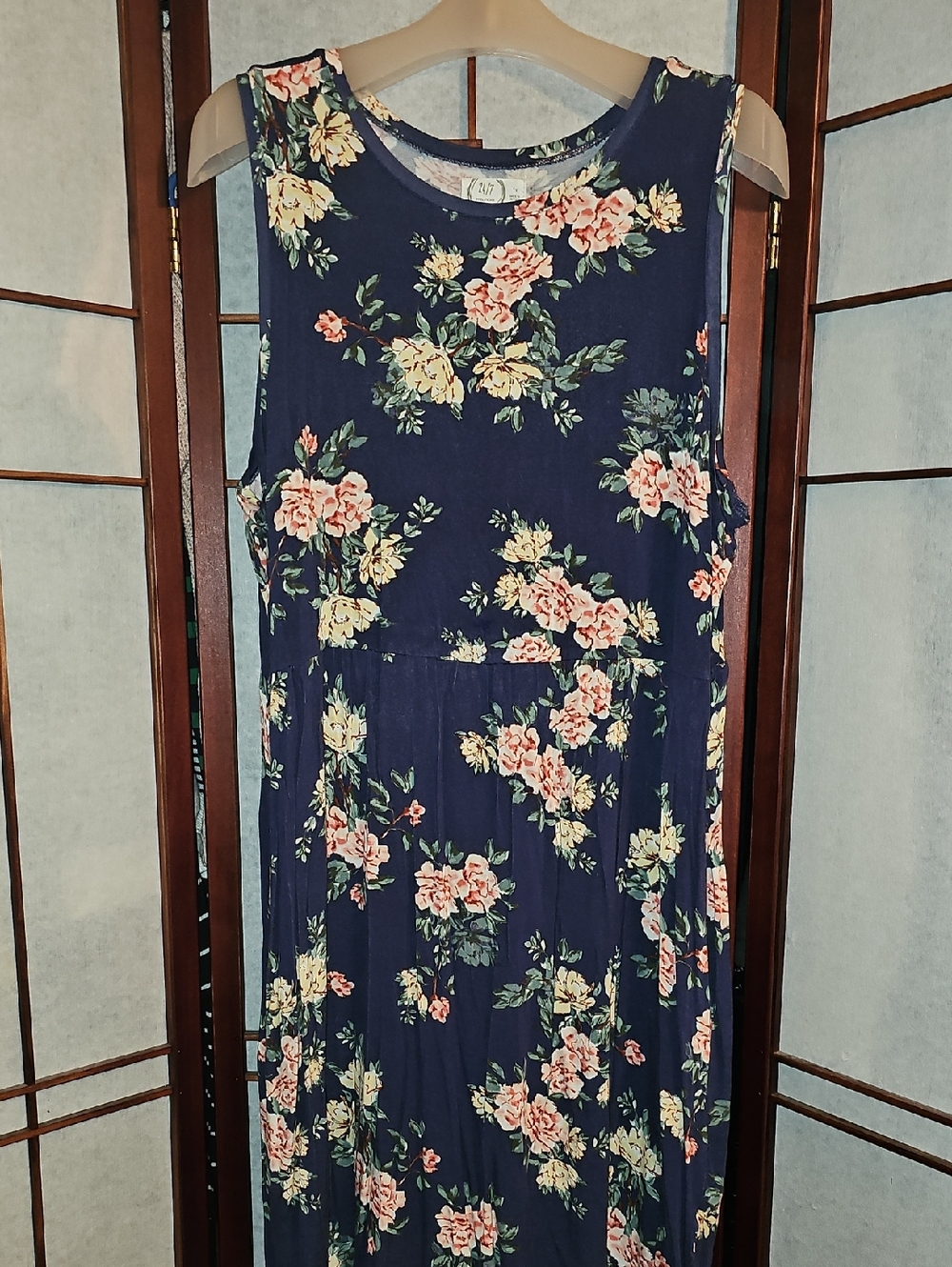 Maurices Navy Floral Sleeveless Maxi Dress